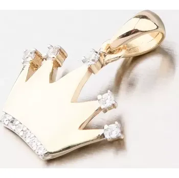 Přívěsek Dámský přívěsek žluté zlato 585 zirkon korunka 43-22390