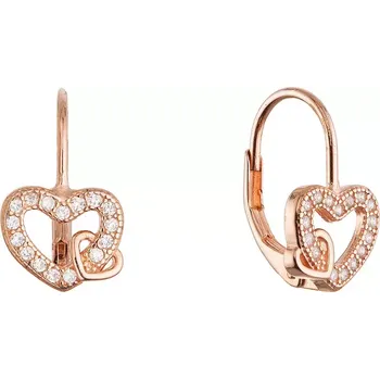 Náušnice Evolution Group Pozlacené stříbrné náušnice propletená srdíčka 11718.1 rose gold