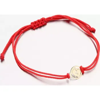 Oblečení a móda Náramek žluté zlato 585 červený provázkový s přívěskem LT14-013-ZL délka 17 cm