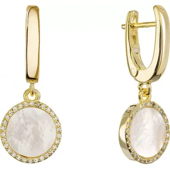 Oblečení a móda Pozlacené visací náušnice s bílou perletí 11734.1