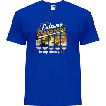 Pánské tričko levne-bavlnene-tricko-potisk-extremni-skateboard Barva: Royal blue - královsky modrá, velikost: 5XL