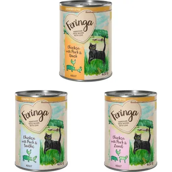 Krmivo pro kočku 6x400g Feringa Country Style Menü - míchané balení 2: kachna, jehněčí, treska