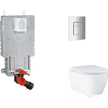 WC sada Grohe Uniset - Set předstěnové instalace, klozetu, sedátka SoftClose a tlačítka Skate Cosmopolitan, matný chrom SANI15BB2111