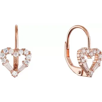 Náušnice Evolution Group Pozlacené stříbrné náušnice srdce 11717.1 rose gold
