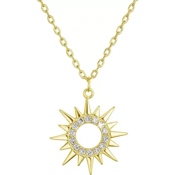 Oblečení a móda Pozlacený stříbrný náhrdelník slunce se zirkony 12115.1