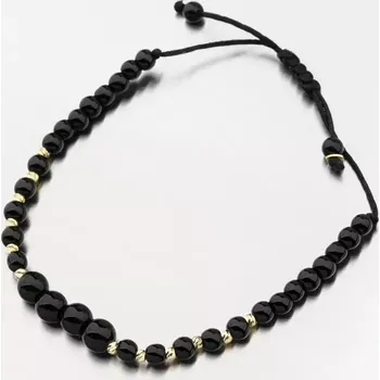Náramek Náramek provázkový z černých a zlatých kuliček PKL24-027 délka 19 cm