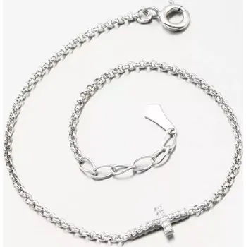 Náramek Dámský náramek bílé zlato 585 zirkon křížkem DZF 5832-B-ZIR DZF5832-B-ZIR