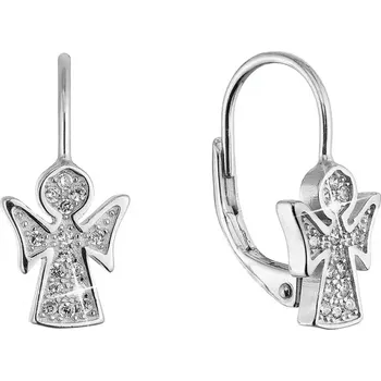 Náušnice Evolution Group s.r.o. Stříbrné náušnice anděl se zirkony 11543.1