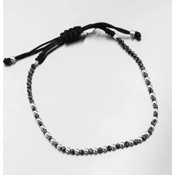 Šperk Dámský náramek stříbro 925 provázkový s černé zirkony kameny BST-14787 délka 17 cm