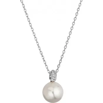 Náhrdelník Stříbrný náhrdelník s shell perličkou a zirkony 12143.1