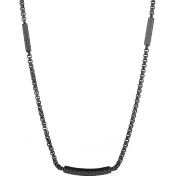 Oblečení a móda Náhrdelník pánský z matné černé oceli 42007.3 černý