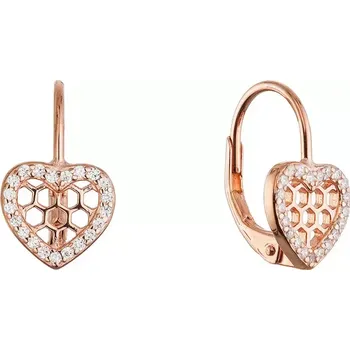 Náušnice Evolution Group Pozlacené stříbrné náušnice srdíčka 11715.1 rose gold
