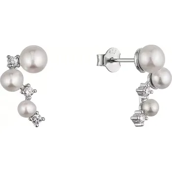 Náušnice Stříbrné náušnice s říčními perlami a zirkony 21111.1