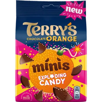 Čokoláda Terry's Minis mléčná čokoláda s pomerančovou příchutí s praskajícími bonbonkami 105 g
