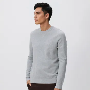 Pánský svetr Reserved - Strukturální svetr s bavlnou - středně šedá - 9991N-85M - 9991N-85M-M