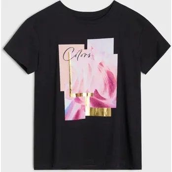 Sinsay - Bavlněná košilka s potiskem - černá - 958GS-90X - 958GS-90X-XS