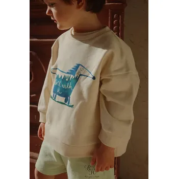 Chlapecká mikina Dětská bavlněná mikina Konges Sløjd RHW X KS ROLLER SWEAT OCS KS103619 béžová 01X, vel. 86