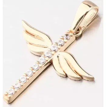 Přívěsek Přívěsek žluté zlato 585 zirkon kříž se a křídly 43-22421