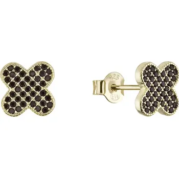 Oblečení a móda Pozlacené náušnice čtyřlístky 11763.3 černé