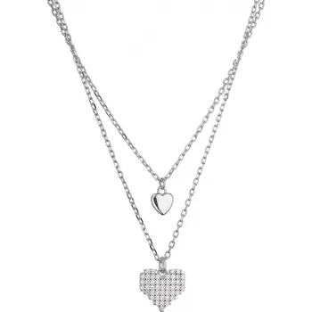 Náhrdelník Stříbrný dvouřadý náhrdelník srdíčka 12153.1