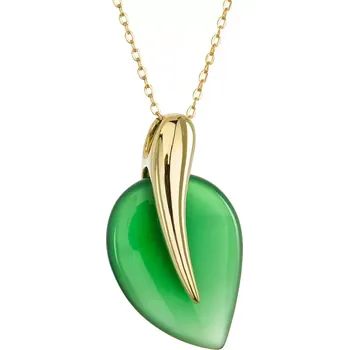 Náhrdelník Pozlacený náhrdelník se zeleným achátem 12171.3