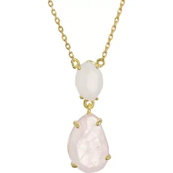 Oblečení a móda Pozlacený náhrdelník s růženínem a chalcedonem 12161.3