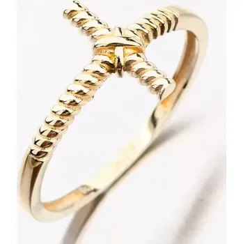 Šperk Dámský prsten žluté zlato 585 křížkem 11R-346 velikost 55