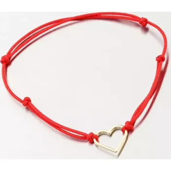 Oblečení a móda Náramek žluté zlato 585 červený provázkový se srdcem 74-5187ZL-CV délka 23 cm