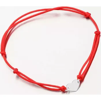 Oblečení a móda Náramek bílé zlato 585 červený provázkový se srdcem 74-005B-CV délka 18 cm