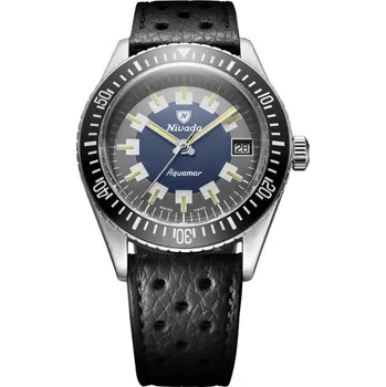 Hodinky Nivada Grenchen Aquamar Vintage - Black Racing strap + 5 let záruka a dárek ZDARMA