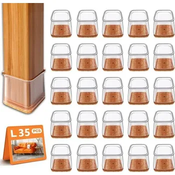 Systém vstřikování RUSIDO 35 kusů čtvercových krytek nohou židlí (pro délku strany: 26-40 mm), průhledné chrániče