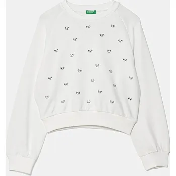 Chlapecká mikina Dětská bavlněná mikina United Colors of Benetton 3J70C10O2.G.Seasonal bílá 00X, vel. 168