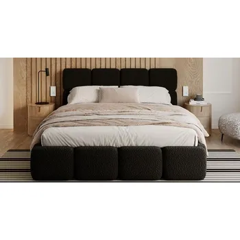 Postel Čalouněná postel DELICATO 140x200 cm Černá Boucle s úložným prostorem kovový rošt
