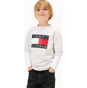 Dětské bavlněné tričko Tommy Hilfiger KB0KB10340.128.176.PPY2 šedá 09X, vel. 176