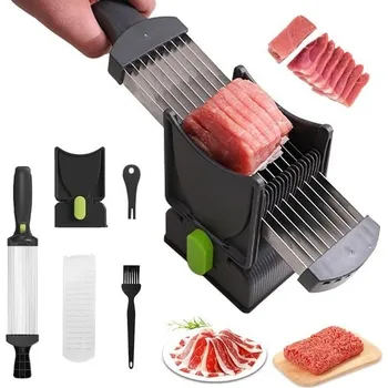 Kráječ na chleba Kráječ syrového čerstvého masa, multifunkční kráječ z nerezové oceli, nastavitelná tloušťka 2 nebo