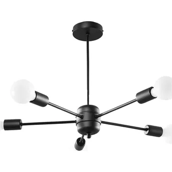 Moderní černý lustr LANGO 5-ramenný do obýváku a jídelny industriální