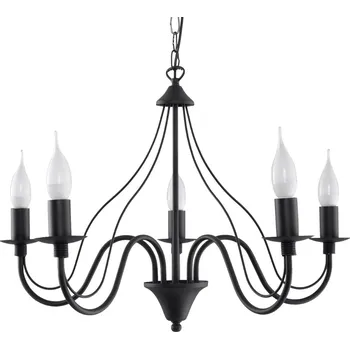 Moderní černý lustr do obýváku Minerwa 5ramenný kovový