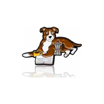Náhradní díl pro kávovar Pinbox - Amstaff s kávou - kovová brož
