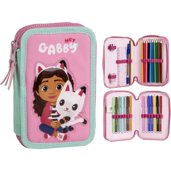 Penál Dvojité školní pouzdro Gabby's Dollhouse|Gábinin kouzelný domek: Hey Gabby! (13 x 20 x 5 cm)
