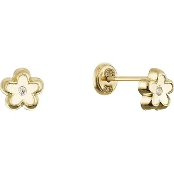 Oblečení a móda Zlaté 14 karátové náušnice kytička se zirkonem 91Z00065