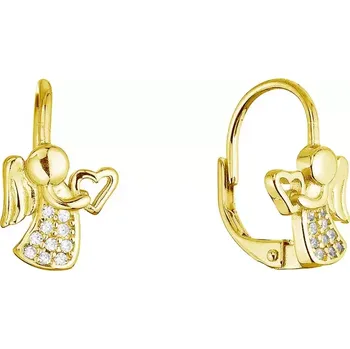 Náušnice Evolution Group Pozlacené stříbrné náušnice andělé se srdíčky 11721.1