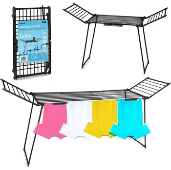 Sušák na prádlo Massido Lydia skládací stojanový sušák na prádlo 117 x 260 x 60 cm černý