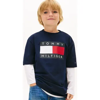 Dětská móda Dětské bavlněné tričko Tommy Hilfiger KB0KB10340.128.176.PPY2 námořnická modř 59X, vel. 176