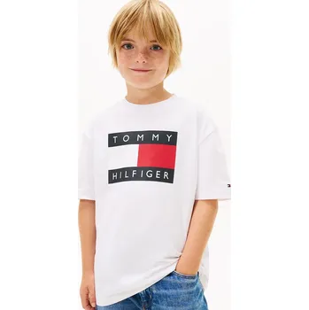 Dětské bavlněné tričko Tommy Hilfiger KB0KB10340.128.176.PPY2 bílá 00X, vel. 176