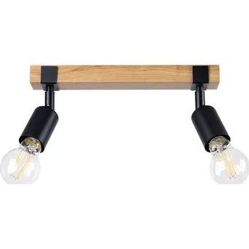 Stropní svítidlo ZUCA 2 černé s dřevem moderní do obýváku nastavitelné SOLLUX LIGHTING