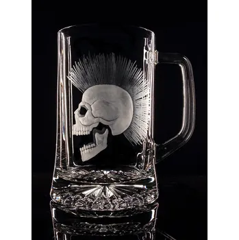 Sklenice půllitr s rytinou Punk - ručně ryté (broušené)