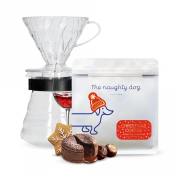 Příprava kávy The naughty dog vánoční edice Hario V60 set