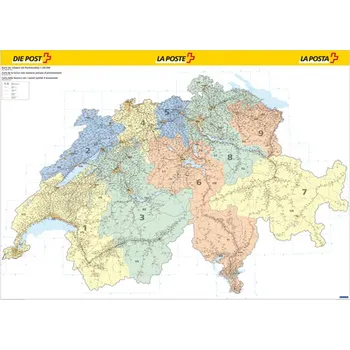 Kümmerly Frey/Hallwag vydavatelství nástěnná mapa PSČ Švýcarsko 139x100 cm 1:275 000 - Kümmerly Frey/Hallwag vydavatelství (2006)