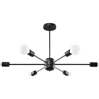Moderní černý kovový lustr LANGO 6 do obýváku, kuchyně a jídelny