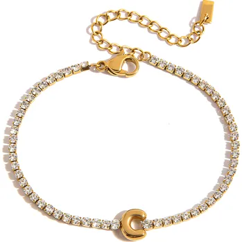 Náramek ELENYS Písmeno C – pozlacený náramek 18K žluté zlato Délka náramku: 16+5 cm / max. 21 cm